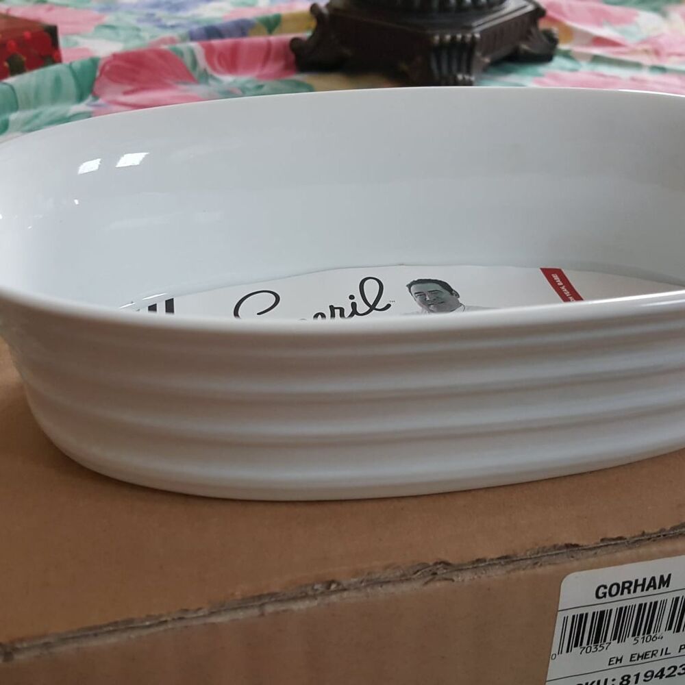 Gorham Emeril White 7" Small Fluted Oval Baker Dish. New in box